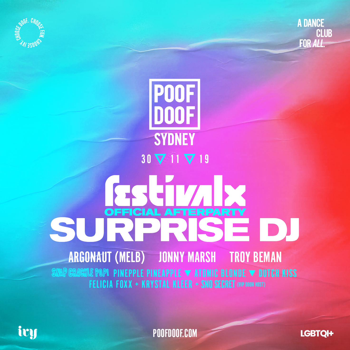 POOF DOOF SYD / Festival X Afterparty - Poof Doof sydney