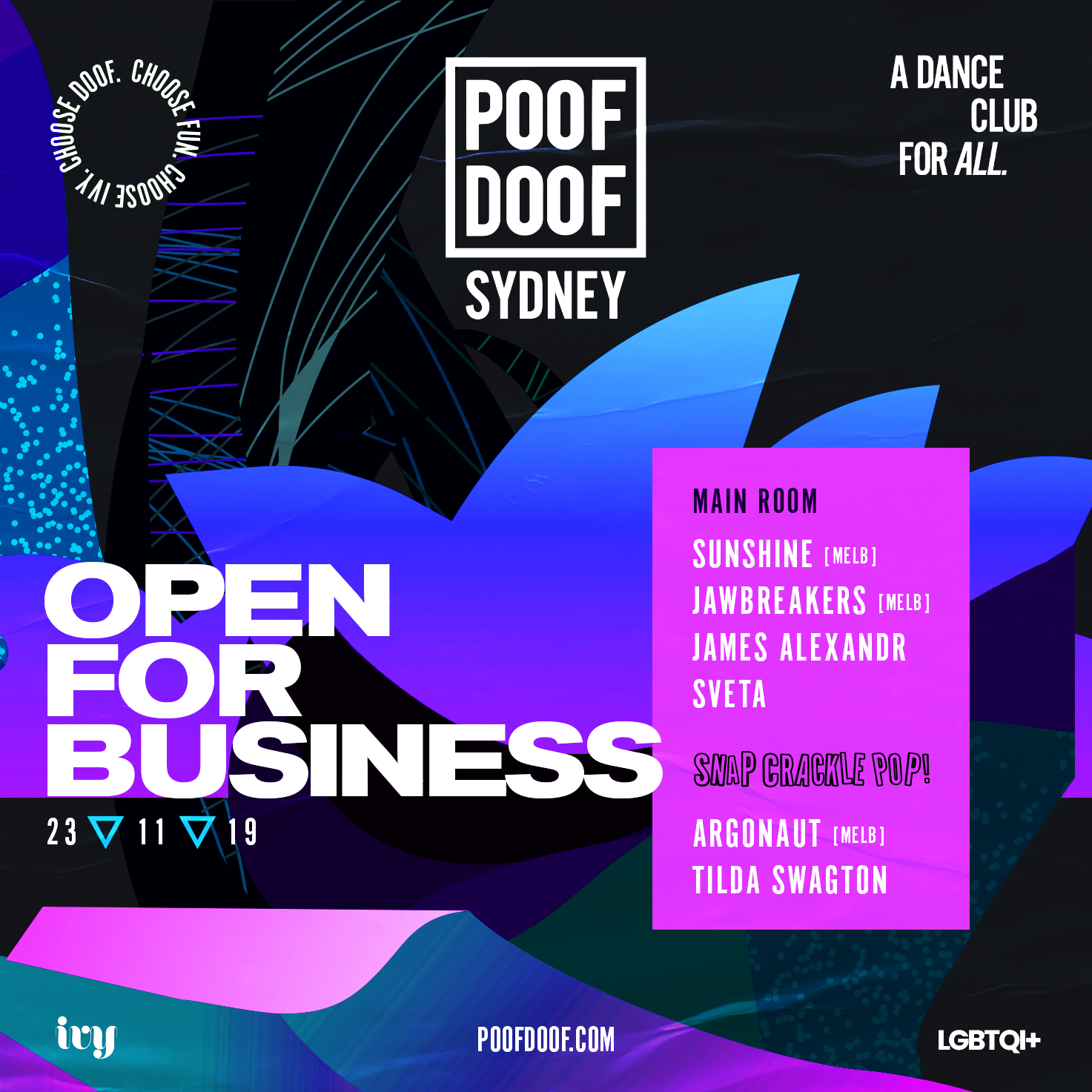 OPEN FOR BUSINESS - Poof Doof sydney