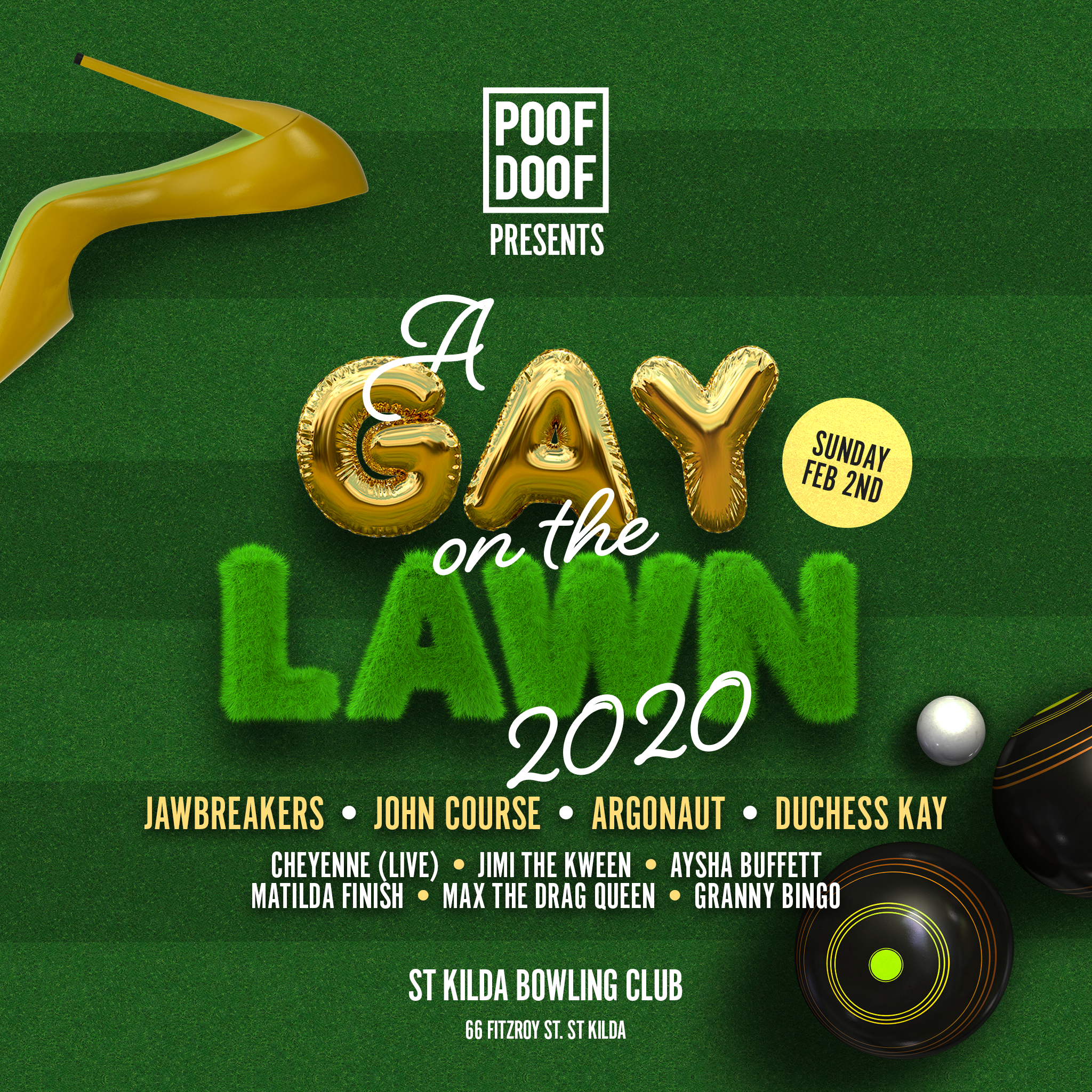 A GAY ON THE LAWN 2020 - Poof Doof melbourne