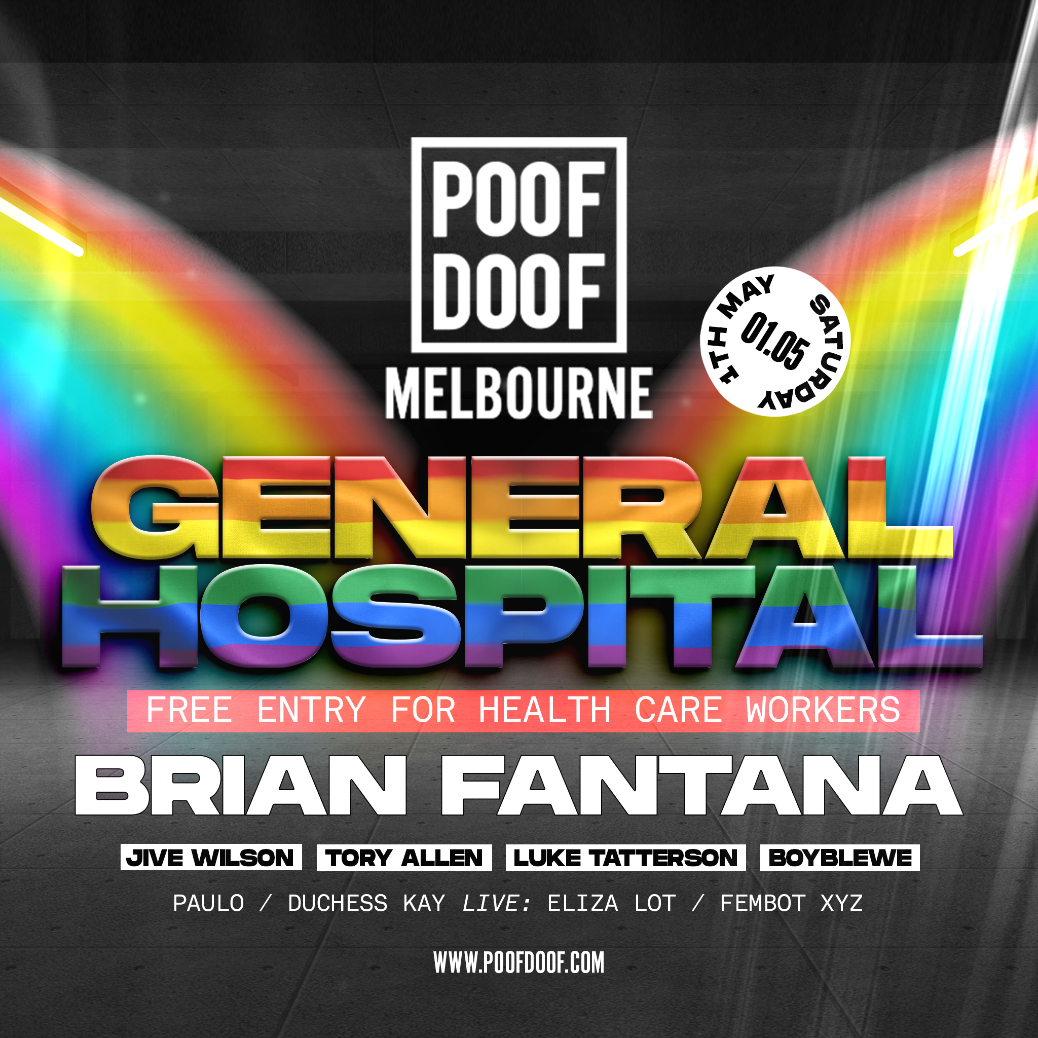 POOF DOOF MELBOURNE: SATURDAY 1ST MAY - Poof Doof melbourne