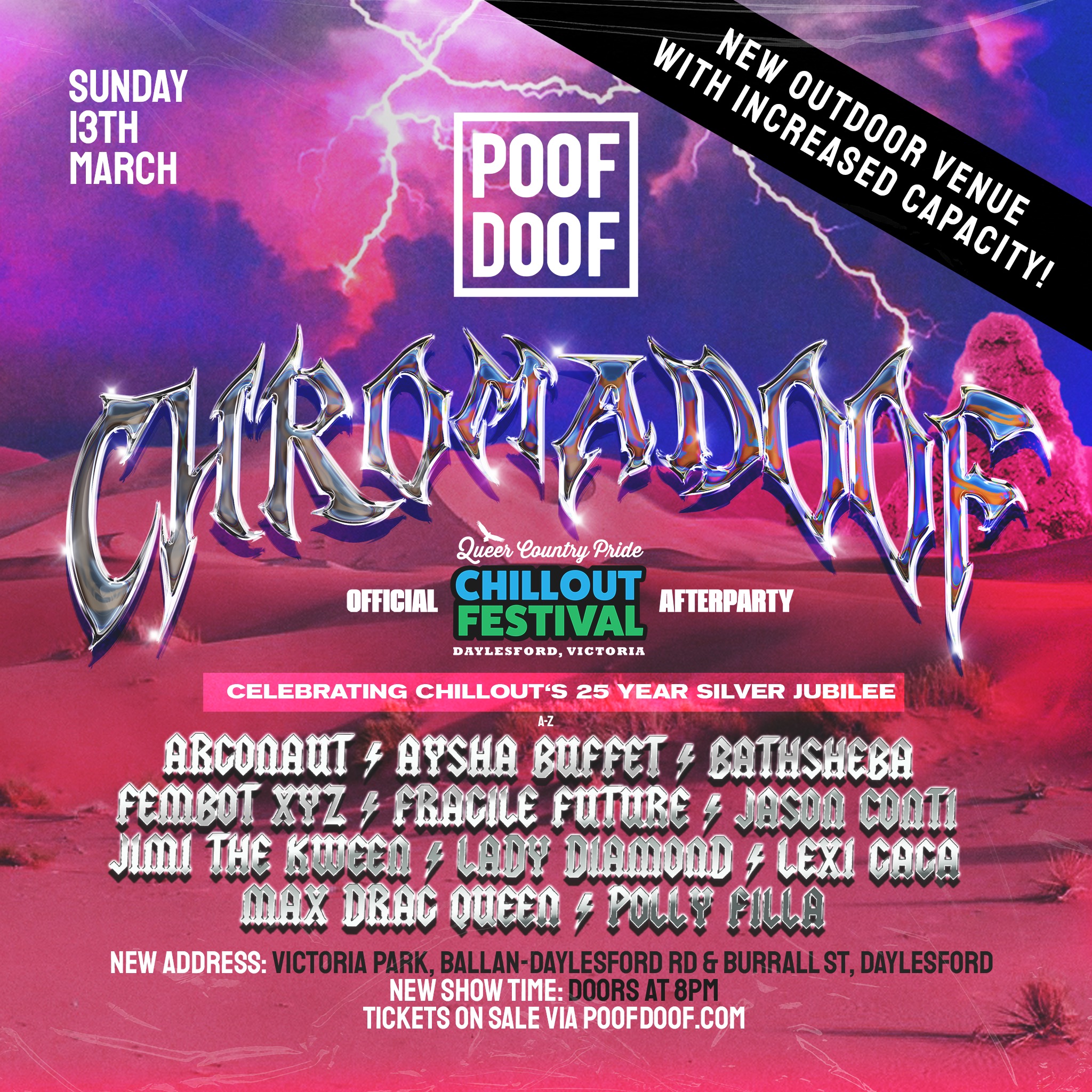 POOF DOOF MELBOURNE X CHILLOUT: CHROMADOOF – OFFICIAL CHILLOUT 2022 AFTER PARTY - Poof Doof melbourne