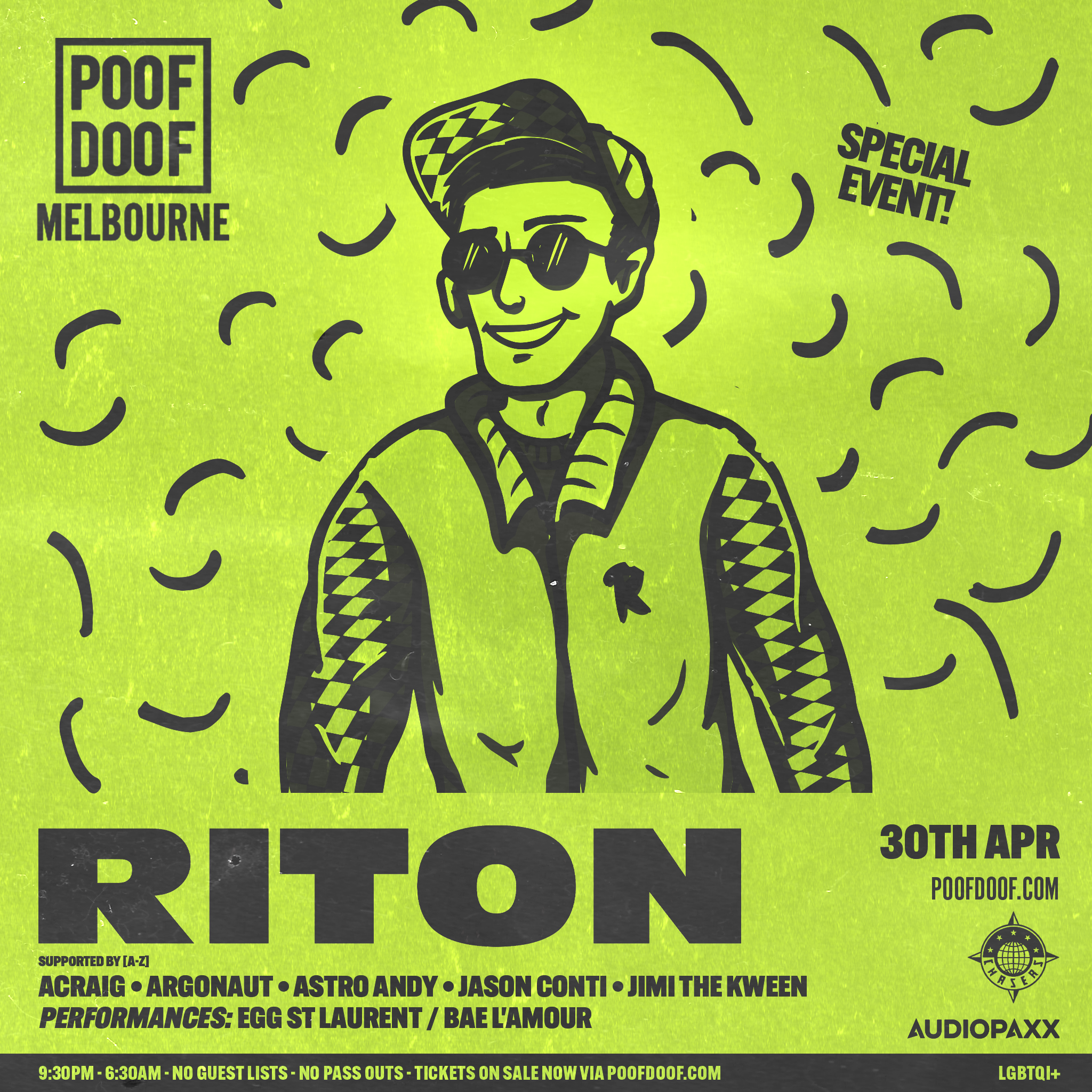 POOF DOOF MELBOURNE – SATURDAY 30TH APRIL - Poof Doof melbourne