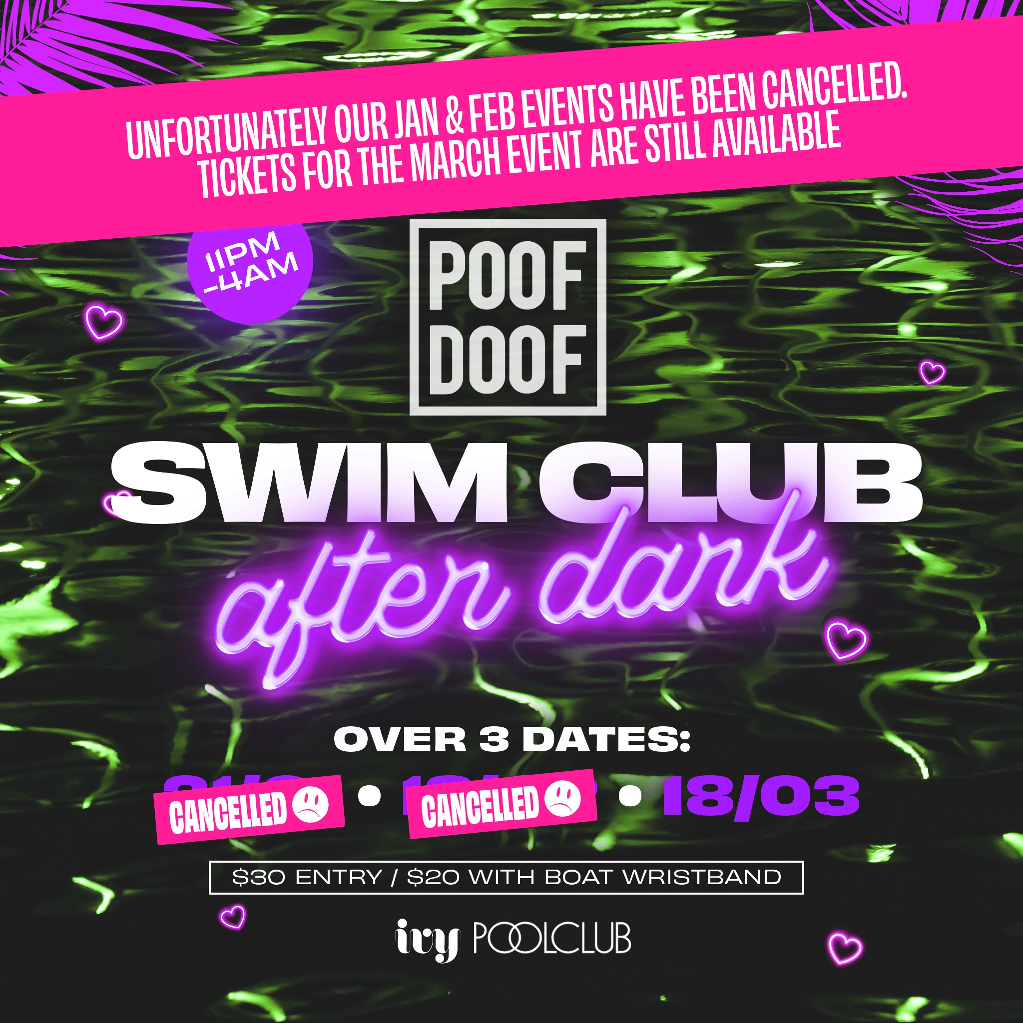 POOF DOOF SYD // Swim Club After Dark (JAN/FEB/MAR) - Poof Doof sydney