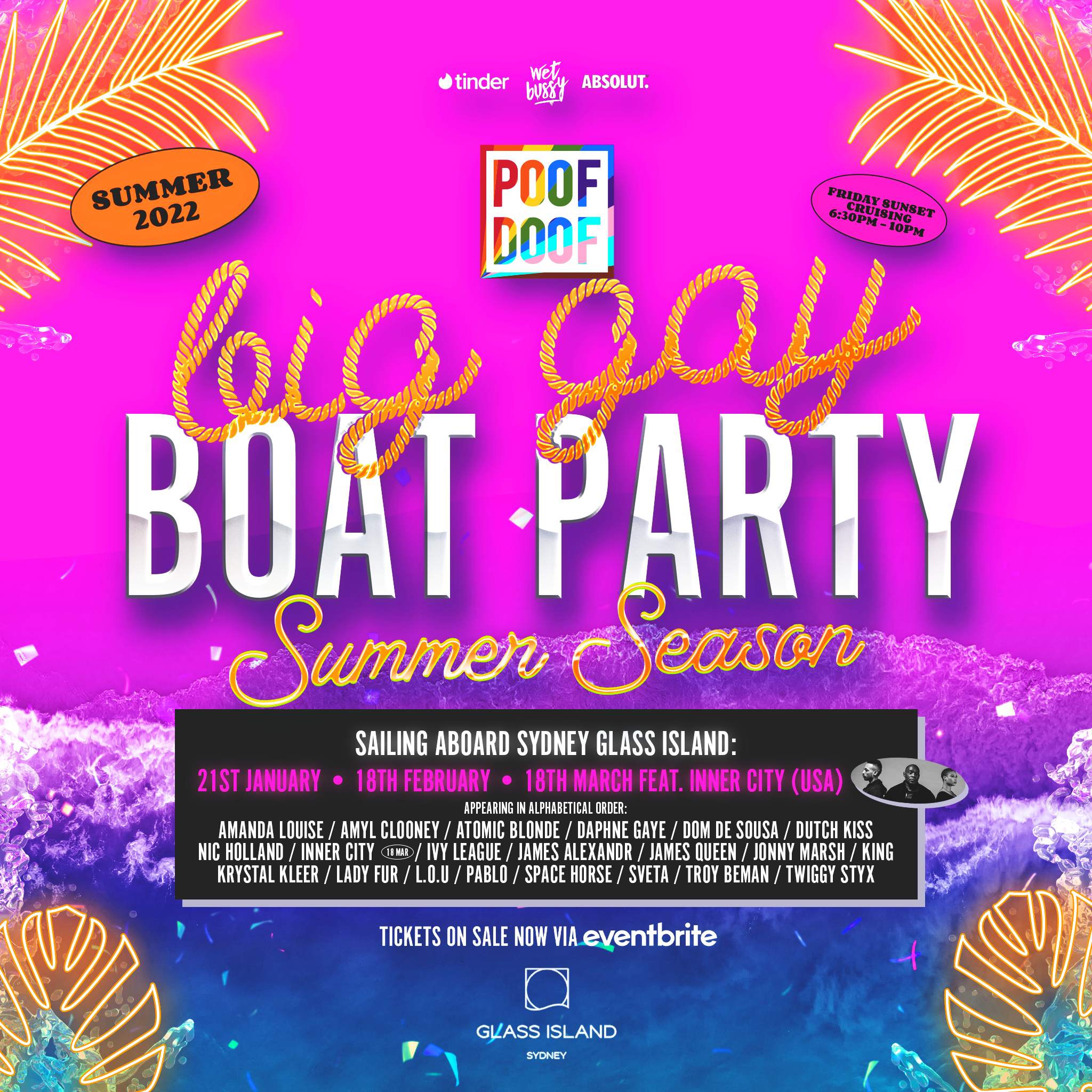 POOF DOOF SYDNEY: BIG GAY BOAT PARTIES – JANUARY, FEBRUARY & MARCH 2022 - Poof Doof sydney