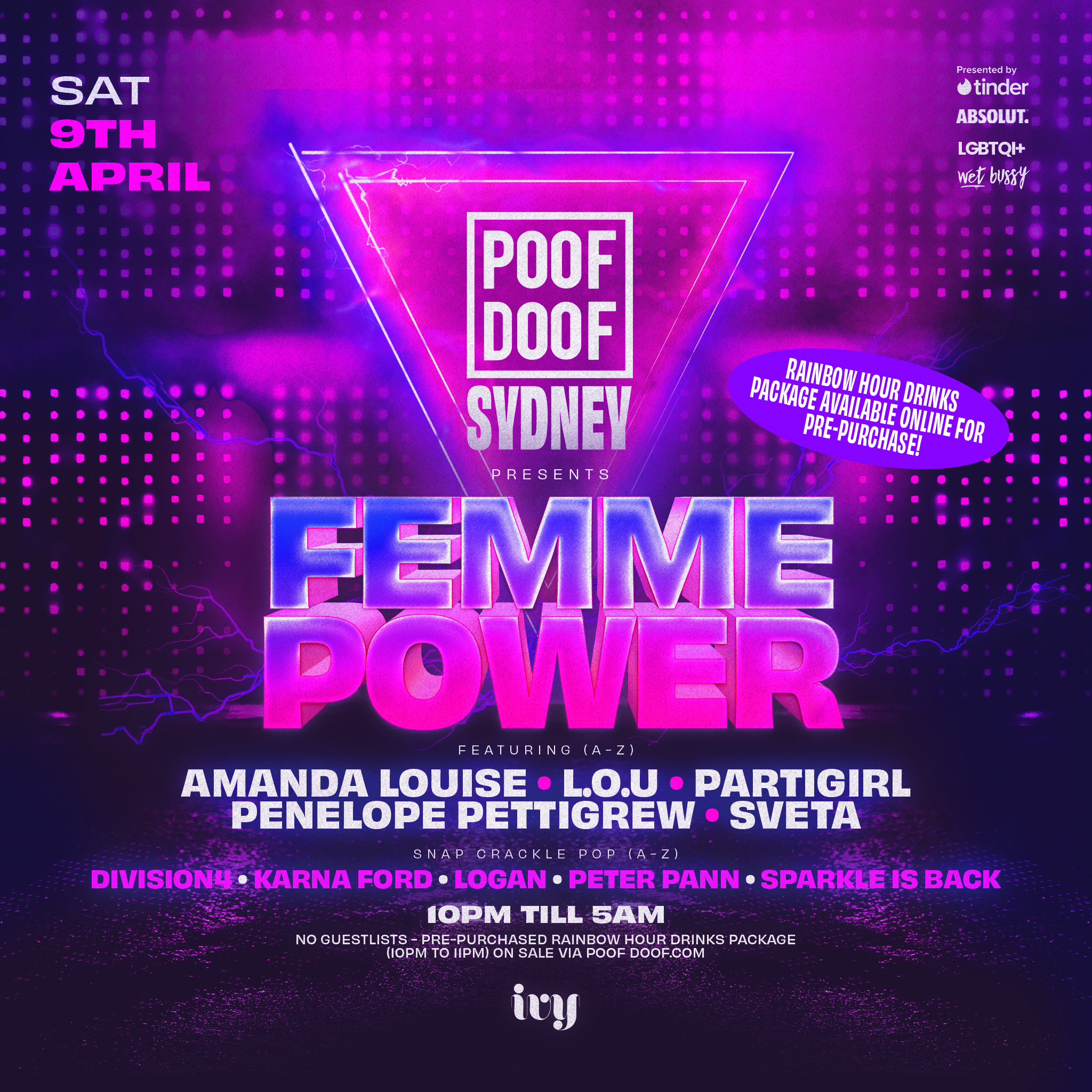 POOF DOOF SYDNEY – SATURDAY 9TH APRIL - Poof Doof sydney