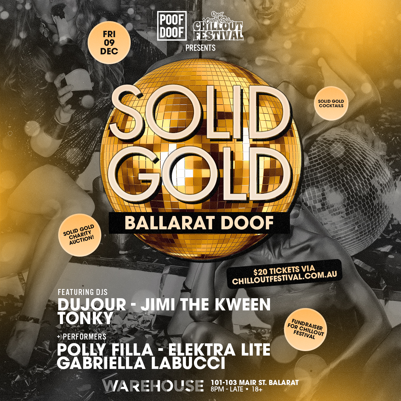 POOF DOOF X CHILLOUT: SOLID GOLD – FRIDAY 9TH DECEMBER - Poof Doof melbourne