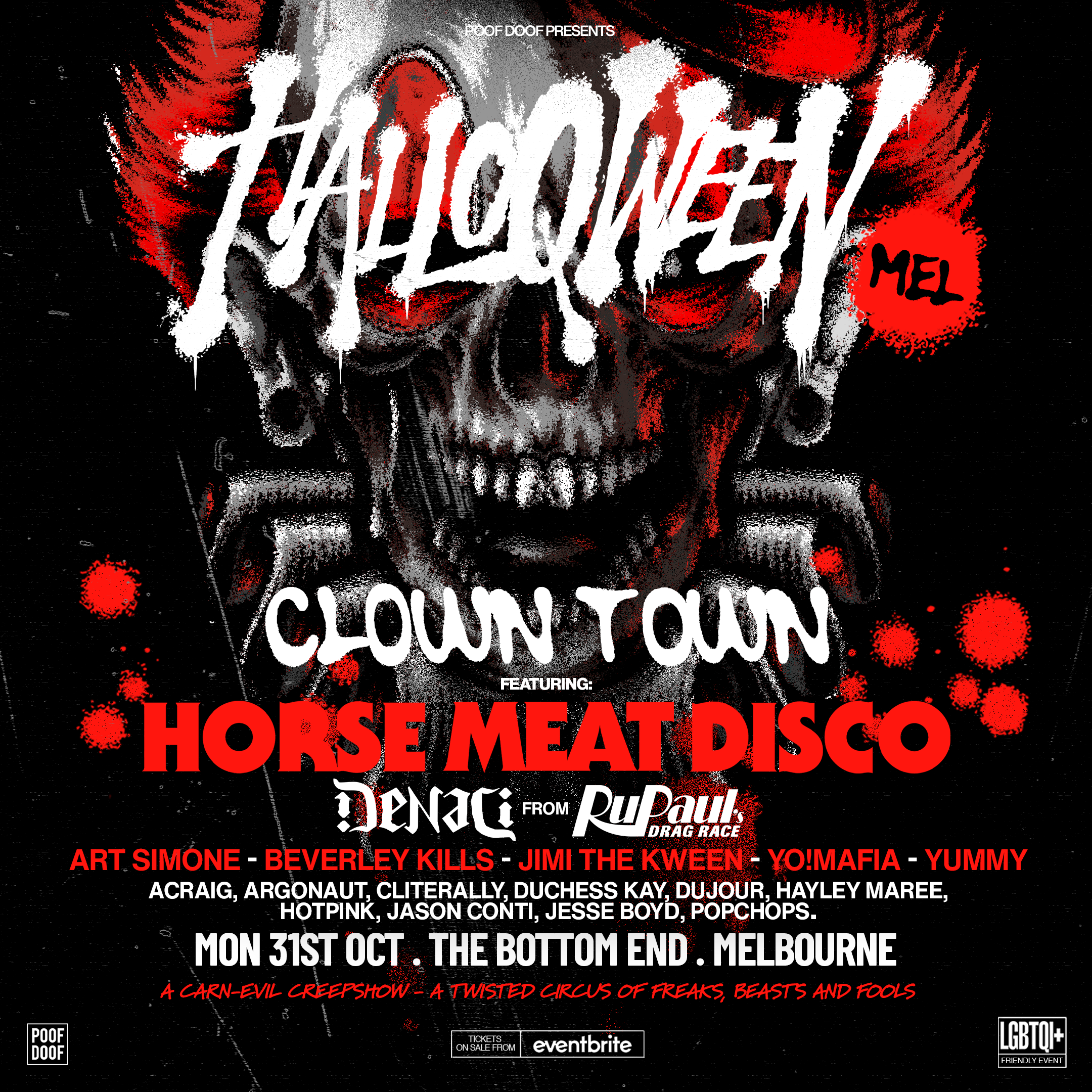 POOF DOOF MELBOURNE – HALLOQWEEN – MONDAY 31ST OCTOBER - Poof Doof melbourne