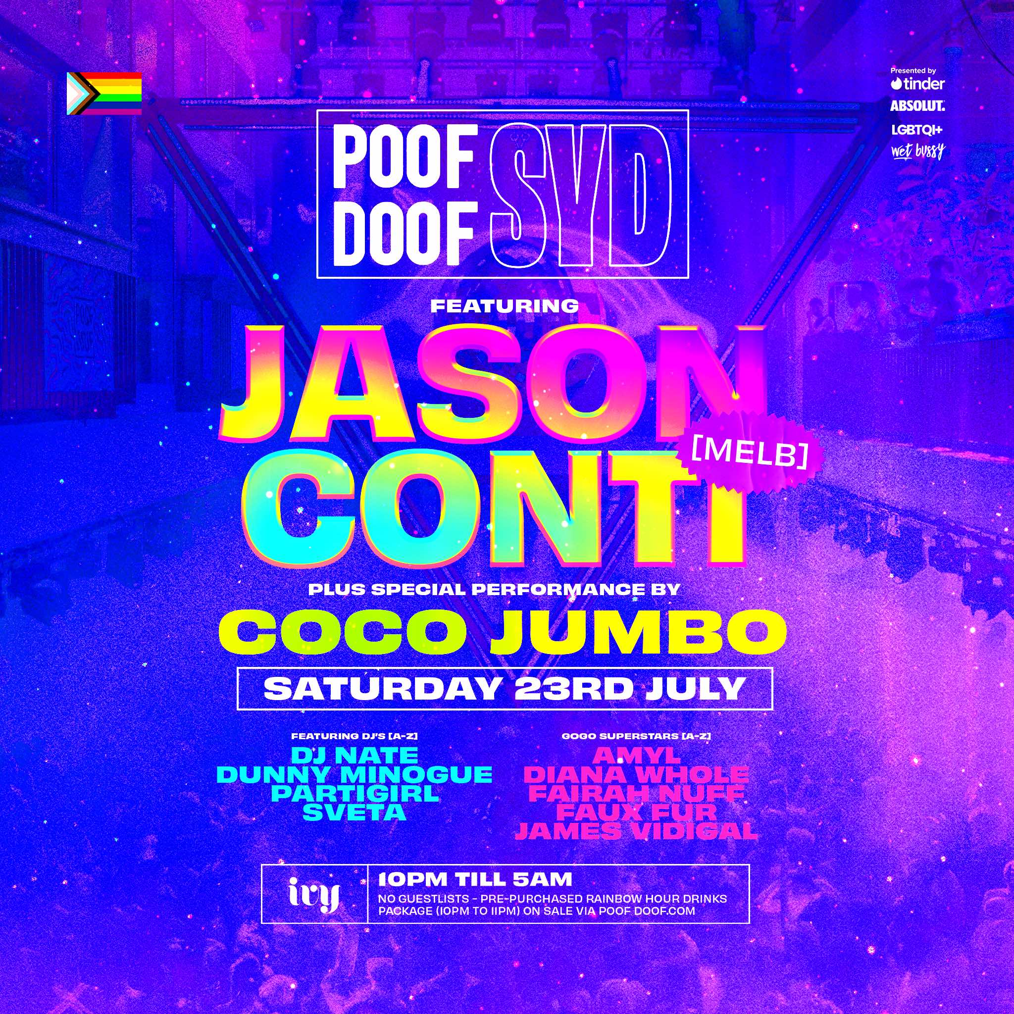 POOF DOOF SYDNEY – SATURDAY 23RD JULY - Poof Doof sydney