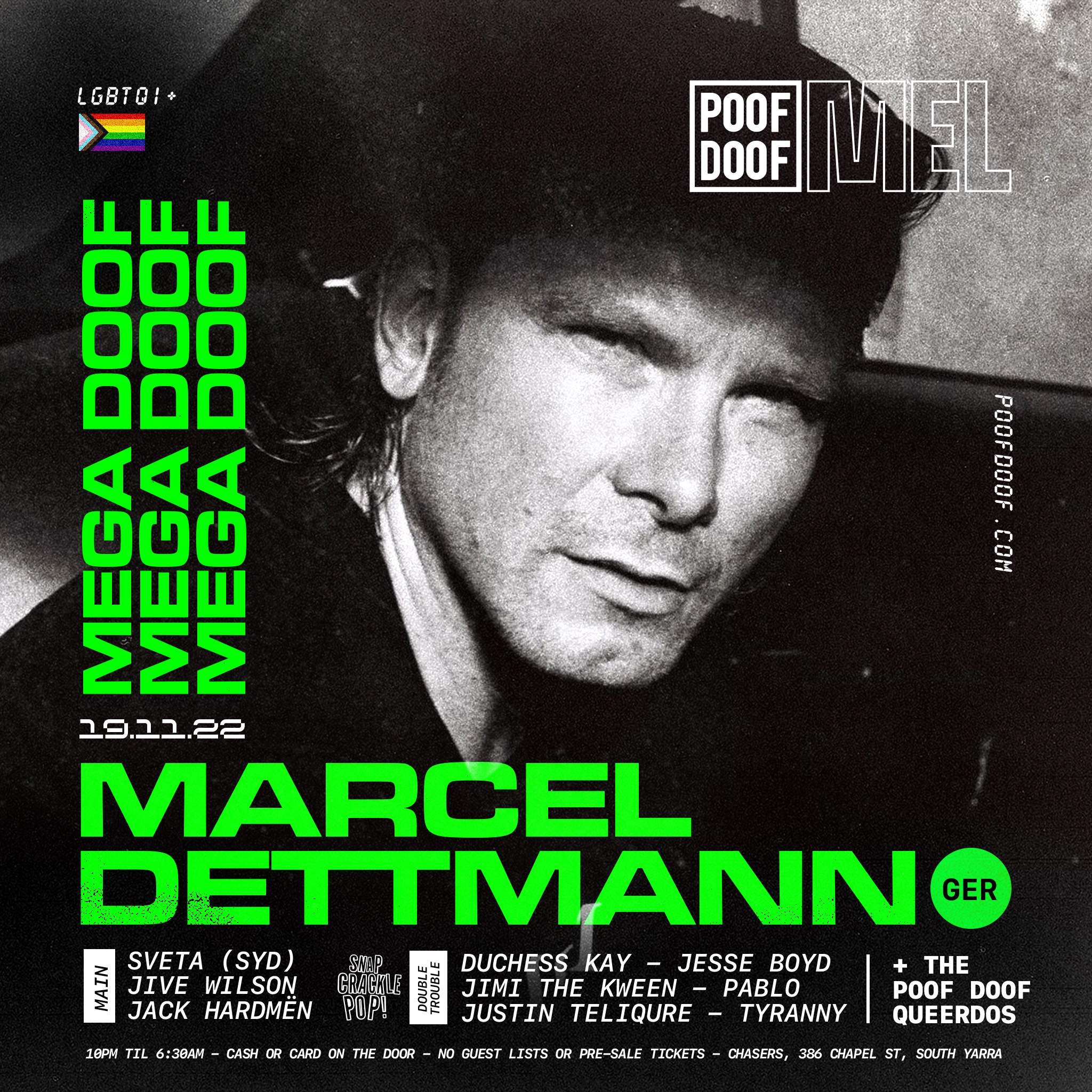 POOF DOOF MELBOURNE – MARCEL DETTMANN – SATURDAY 19TH NOVEMBER - Poof Doof melbourne