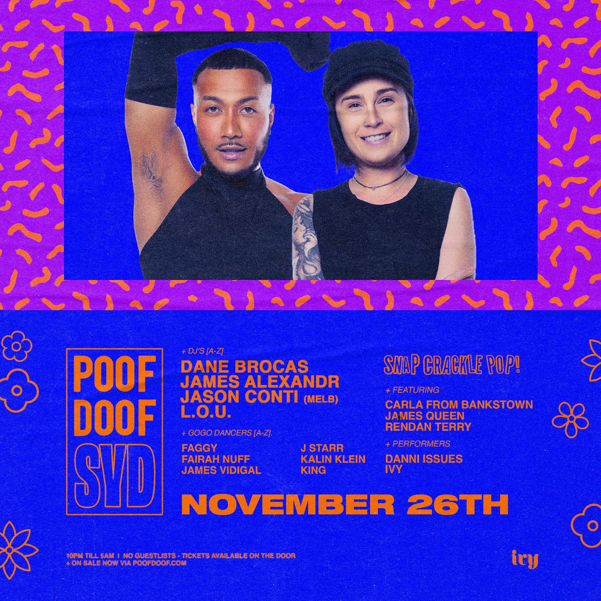 POOF DOOF SYDNEY – SATURDAY 26TH NOVEMBER - Poof Doof sydney