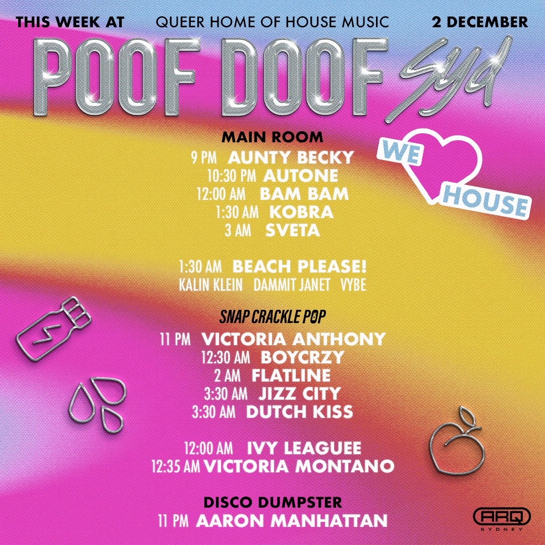 POOF DOOF SYDNEY – SATURDAY 9TH DECEMBER 2023 - Poof Doof sydney