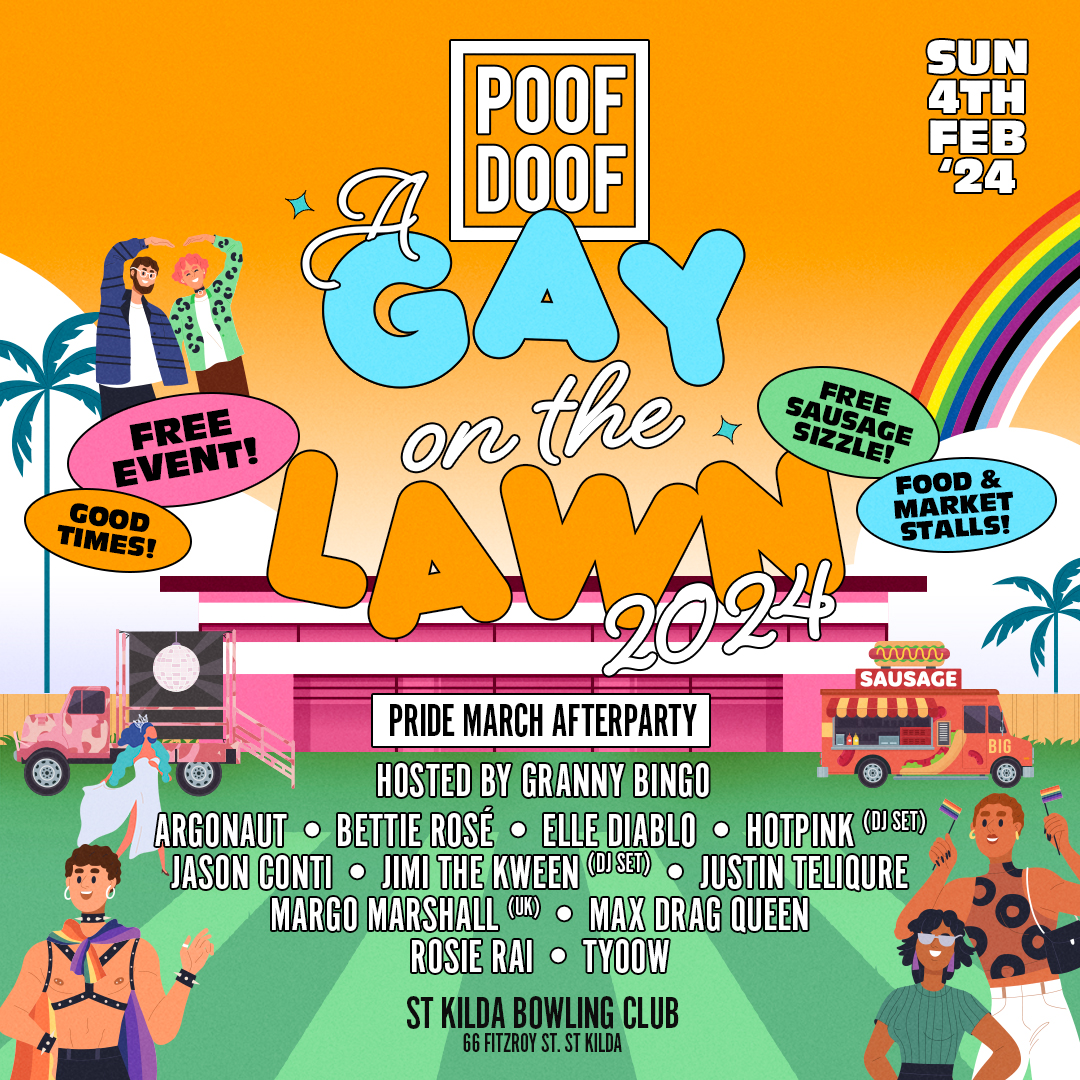 A GAY ON THE LAWN – SUNDAY 4TH FEBRUARY 2024 - Poof Doof melbourne