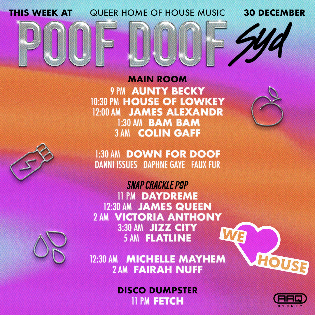 POOF DOOF SYDNEY – SATURDAY 23RD DECEMBER 2023 - Poof Doof sydney