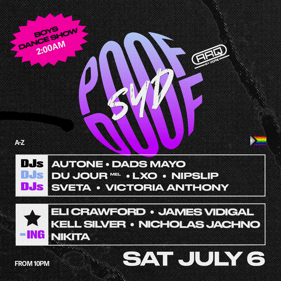 POOF DOOF SYDNEY – SATURDAY 6TH JULY 2024 - Poof Doof sydney