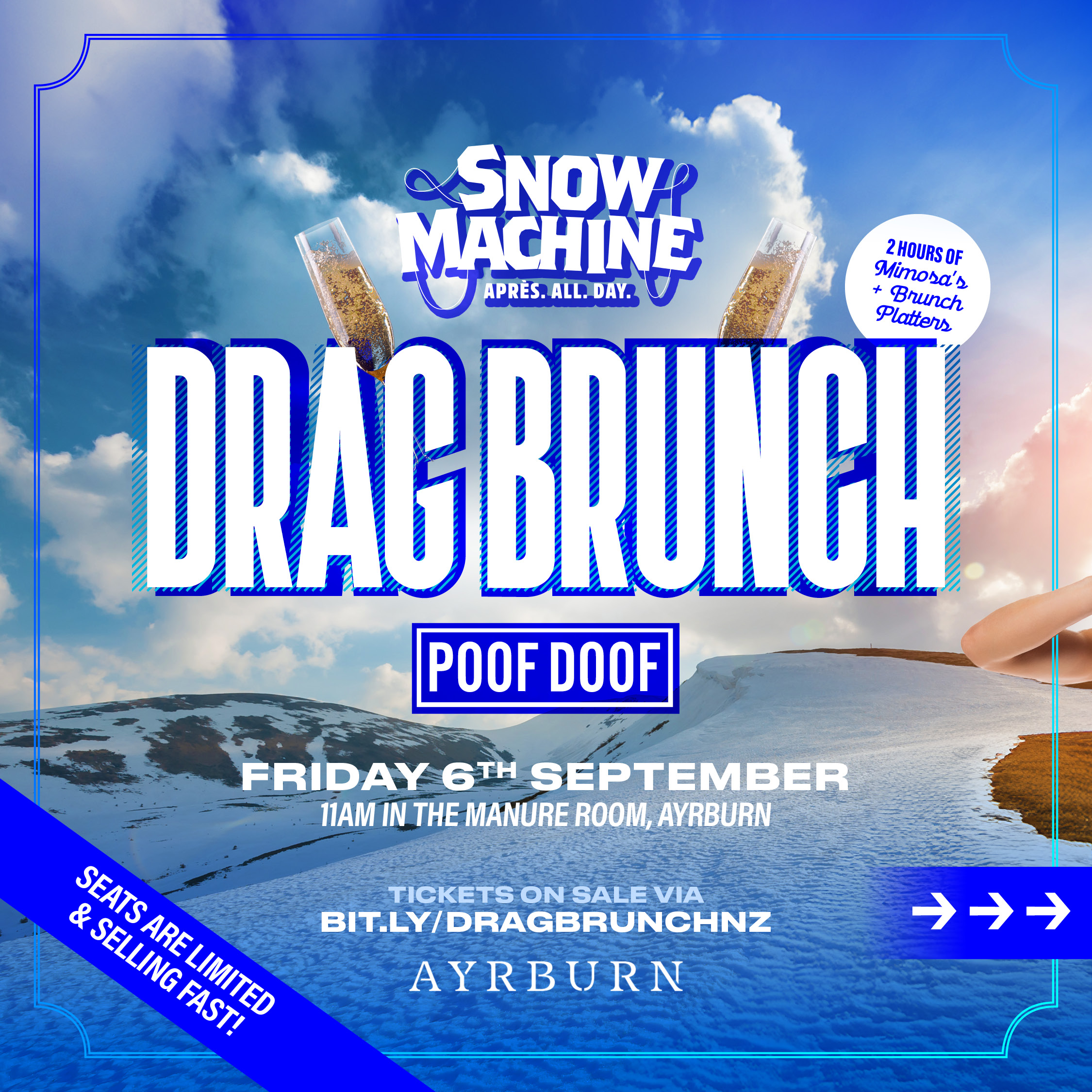 POOF DOOF DRAG BRUNCH @ SNOW MACHINE QUEENSTOWN (NZ) – FRIDAY 6TH SEPTEMBER 2024 - Poof Doof special event