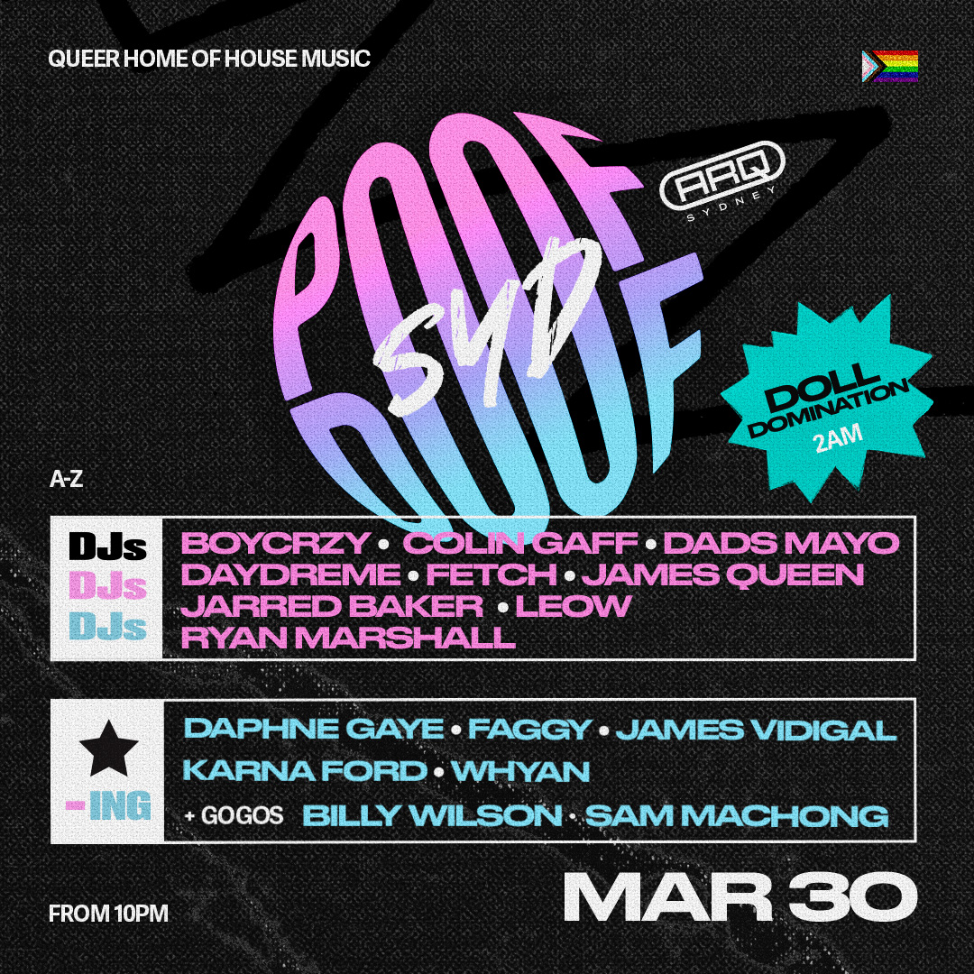 POOF DOOF SYDNEY – SATURDAY 30TH MARCH 2024 - Poof Doof sydney