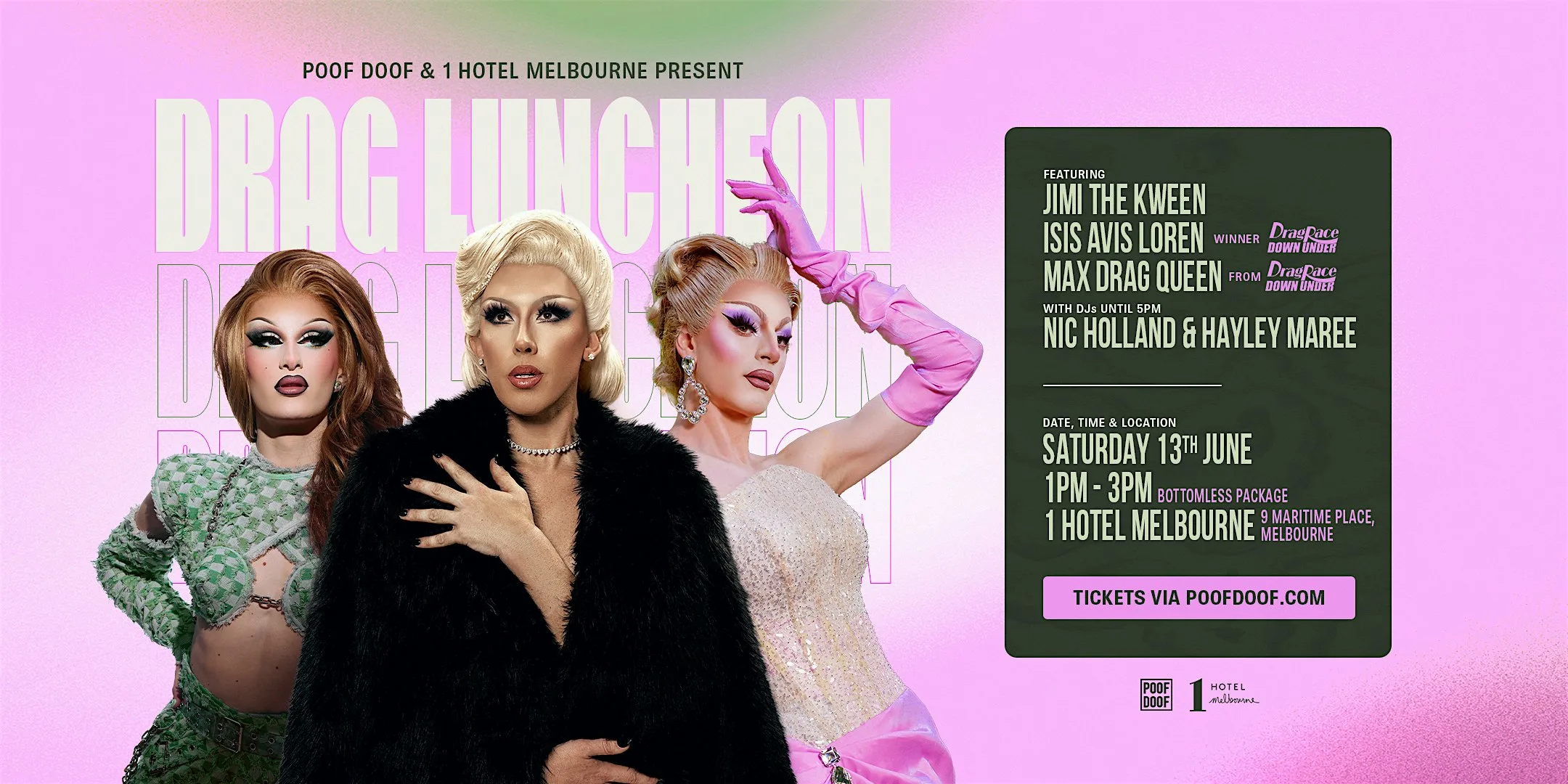 POOF DOOF Drag Luncheon - Sat 13th June