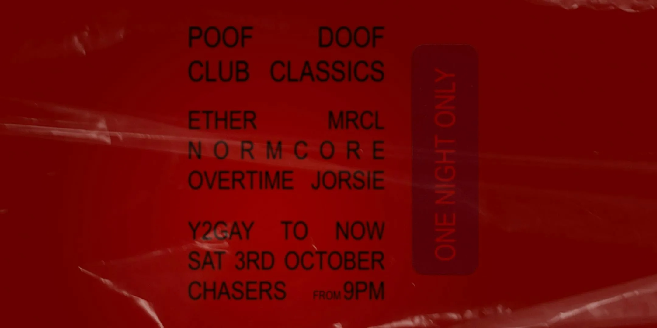 POOF DOOF CLUB CLASSICS - Sat 3rd October